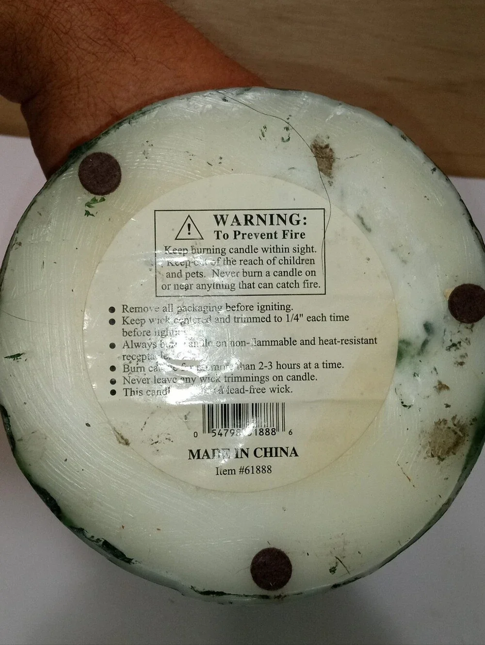 Green & Brown Pinecone Candle, Freestanding Nature Decor, MPN 61888
